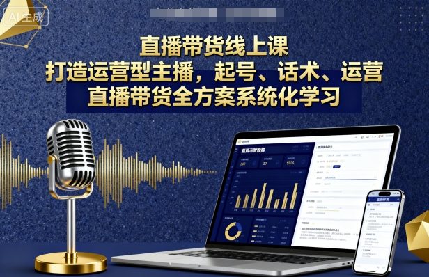 直播带货线上课，打造运营型主播，起号、话术、运营，直播带货全方案系统化学习-九九网创