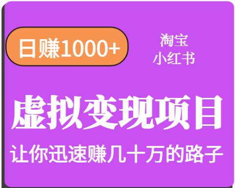 淘宝OR小红书虚拟变现，日赚1000+，多账号操作年收入几十W不等-九九网创