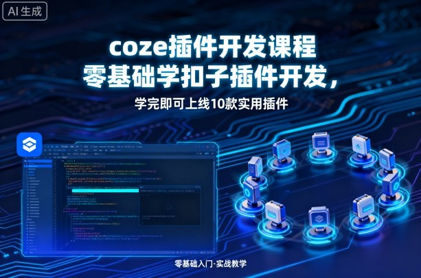 coze插件开发课程，零基础学扣子插件开发，学完即可上线10款实用插件-九九网创