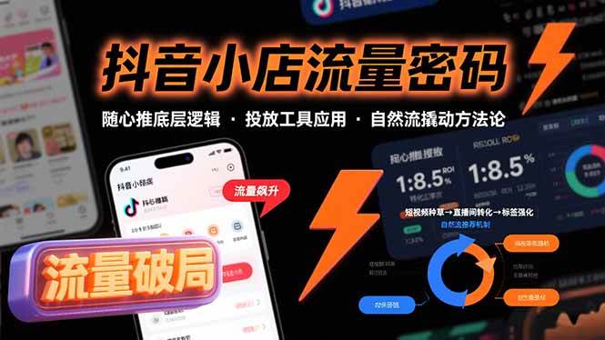 （15680期）抖音小店流量密码，随心推底层逻辑，投放工具应用，自然流撬动核心方法论-九九网创