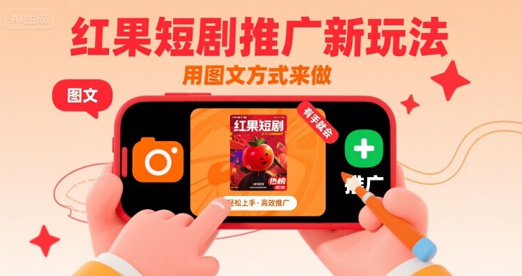 红果短剧推广新玩法，用图文方式来做，有手就会-九九网创