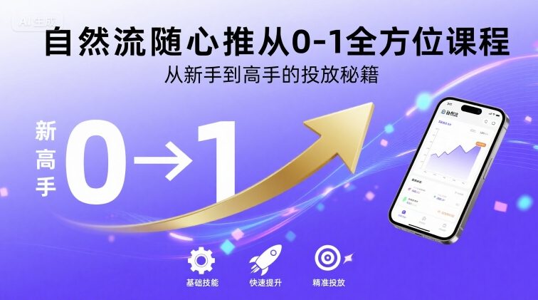 自然流随心推从0-1全方位课程，从新手到高手的投放秘籍-九九网创