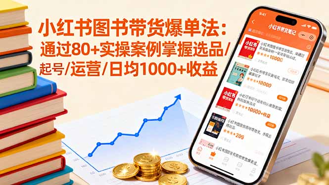 小红书图书带货爆单法：通过80+实操案例掌握选品/起号/运营/日均1000+收益-九九网创