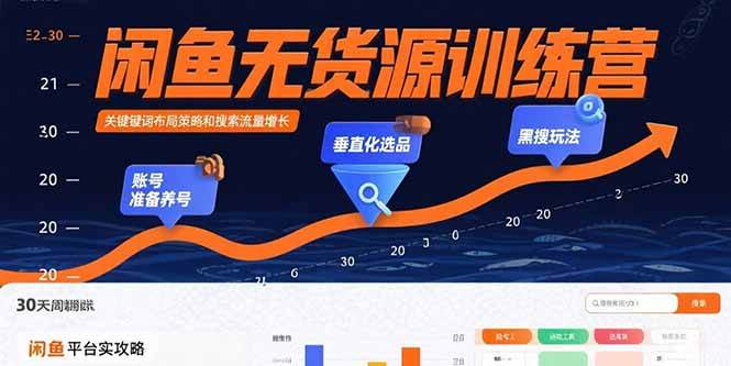 （15698期）闲鱼无货源训练营：账号准备养号/垂直化选品/黑搜玩法，0基础30天盈利指南-九九网创
