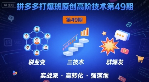 拼多多打爆班原创高阶技术第49期，拼多多裂变+阶梯+群爆-九九网创