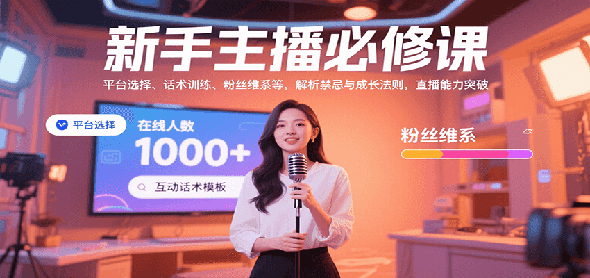 新手主播必修课：平台选择、话术训练、粉丝维系等，解析禁忌与成长法则，突破直播能力-九九网创