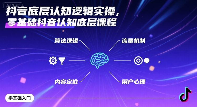 抖音底层认知逻辑实操，零基础抖音认知底层课程-九九网创