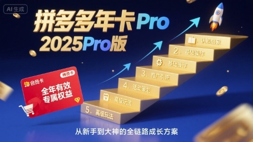 拼多多年卡2025Pro版，五大板块从认知到基础、从推广到活动、从活动到玩法-九九网创