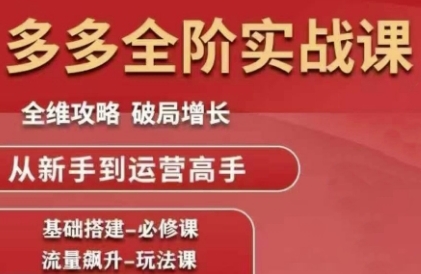 拼多多全阶实战课程，全维攻略，破局增长，从新手到运营高手-九九网创