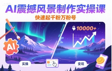 AI震撼风景制作实操课，快速起千粉万粉号-九九网创