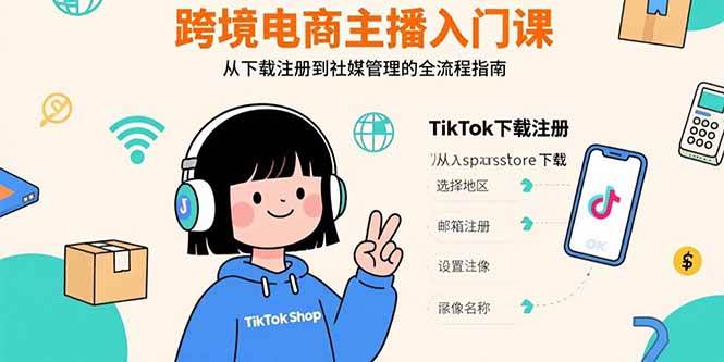 （15708期）跨境电商主播入门课，TikTok下载注册，支付工具配置，社媒账号管理全流程-九九网创