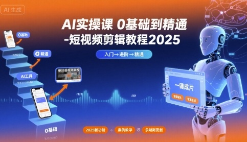 AI实操课0基础到精通-短视频剪辑教程2025-九九网创