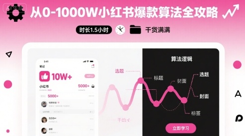 从0-1000W小红书爆款算法全攻略，时长1.5小时，干货满满-九九网创