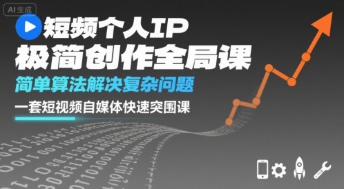 短视频个人IP极简创作全局课，简单算法解决复杂问题，一套短视频自媒体快速突围课-九九网创