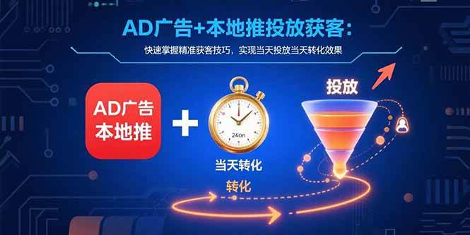 （15637期）AD广告+本地推投放获客：快速掌握精准获客技巧，实现当天投放当天转化效果-九九网创