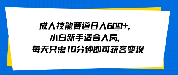 成人技能赛道日入多张，小白新手适合入局，每天只需10分钟即可获客变现-九九网创