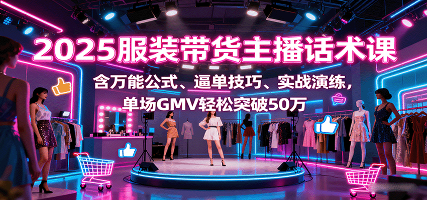 2025服装带货主播话术课，含万能公式、逼单技巧、实战演练，单场GMV轻松突破50万-九九网创