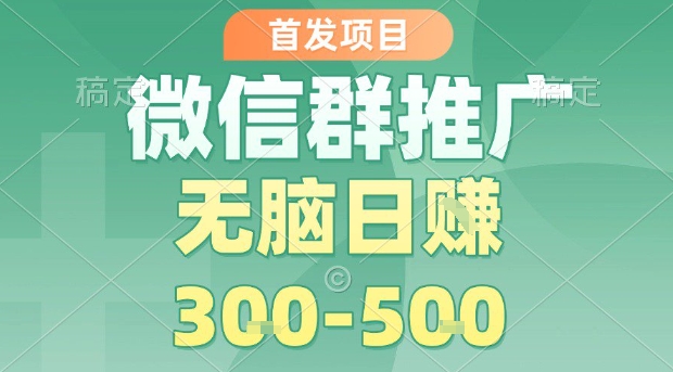 首发项目，微信群推广，一天15单，每单利润10米，无脑日入3-5张【揭秘】-九九网创