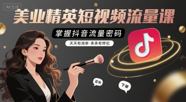 美业精英短视频流量课，掌握抖音流量密码，天天有询单，条条有转化-九九网创
