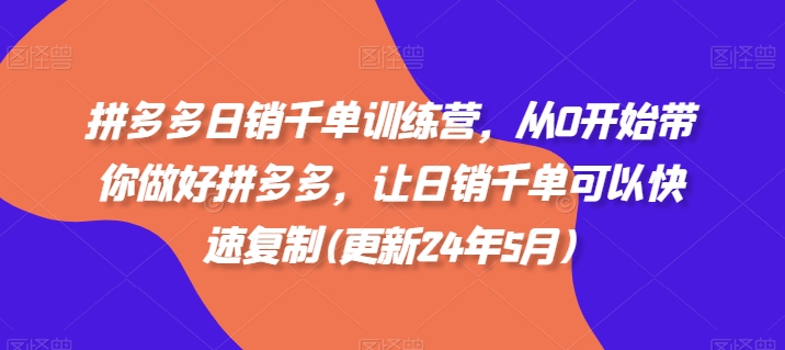 拼多多日销千单训练营，从0开始带你做好拼多多，让日销千单可以快速复制(更新25年8月)-九九网创