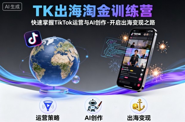 TK出海淘金训练营，助你快速掌握TikTok运营与AI创作，开启出海变现之路-九九网创