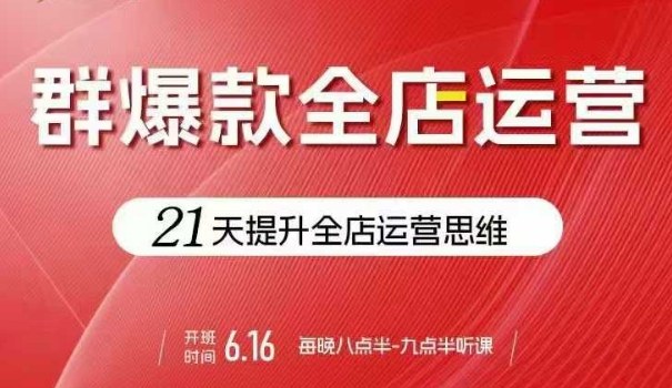 贾真电商群爆款全店运营，21天提升全店运营思维，起店、全店运营爆款不断-九九网创
