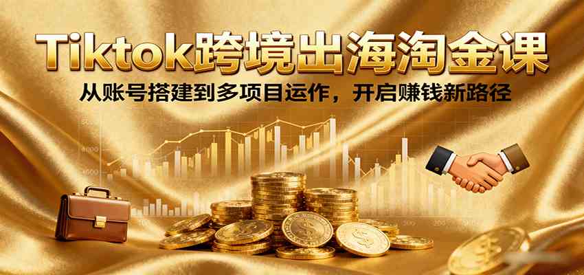 Tiktok跨境出海淘金课，从账号搭建到多项目运作，开启赚钱新路径-九九网创