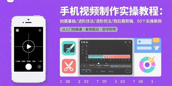 （15789期）手机视频制作实操教程：拍摄基础/进阶技法/到后期剪辑，50个实操案例-九九网创