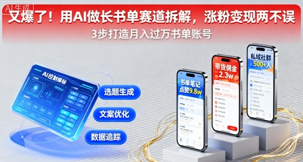 又爆了！用AI做长书单赛道拆解，涨粉变现两不误-九九网创
