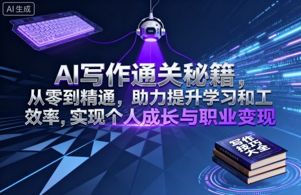 AI写作通关秘籍，从零到精通，助力提升学习和工作效率，实现个人成长与职业变现-九九网创