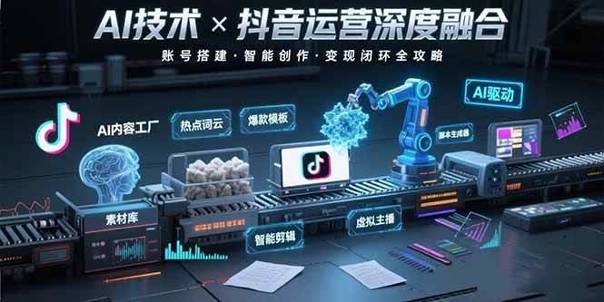 （15630期）AI技术与抖音运营的深度融合应用：涵盖账号搭建、内容创作、收益变现等-九九网创