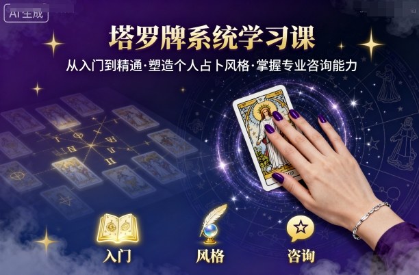 塔罗牌系统学习课，助你从入门到精通，塑造个人占卜风格，掌握专业咨询能力-九九网创