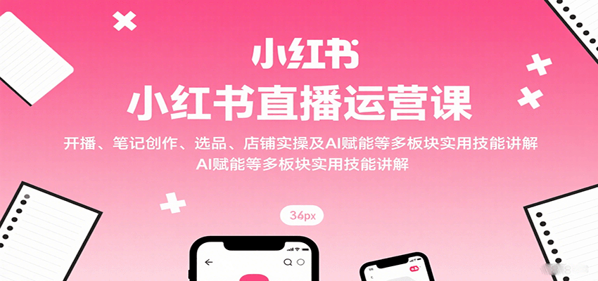 小红书直播运营课：开播、笔记创作、选品、店铺实操及 AI 赋能等多板块实用技能讲解-九九网创