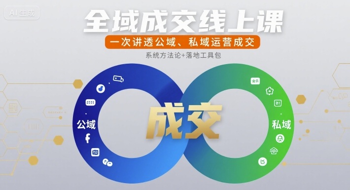 全域成交线上课，一次讲透公域、私域运营成交-九九网创