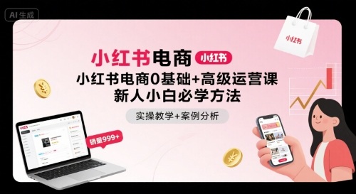 小红书电商0基础+高级运营课，新人小白必学方法，实操教学+案例分析-九九网创