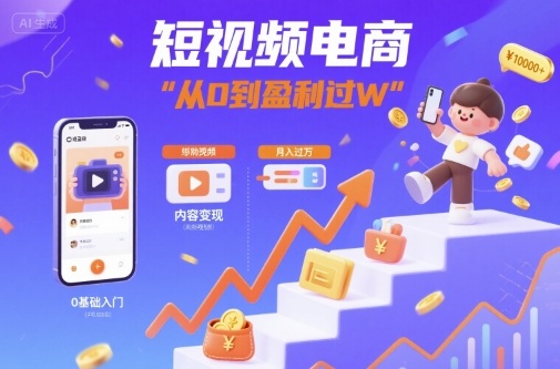 短视频电商：短视频变现从0到盈利过W-九九网创