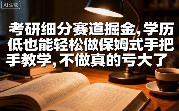 考研细分赛道掘金，日入1k+，学历低也能轻松做保姆式手把手教学，不做真的亏大了【揭秘】-九九网创