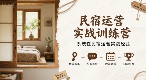 民宿运营实战训练营，系统性民宿运营实战经验-九九网创